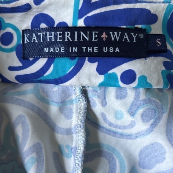 Katherine Way maxi sleeveless dress size small blue and
 White design - Picture 5 of 9